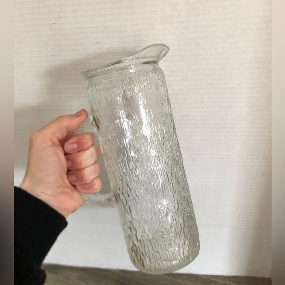 Vtg Bark Textured Glass Pitcher Rare - Picture 5 of 13